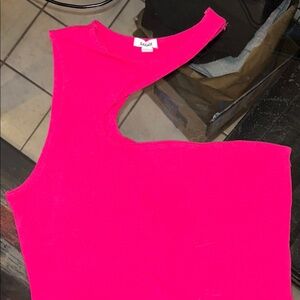 Bright Pink One-Shoulder Top